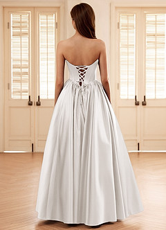 Seraphina Blanc Robe de bal en satin à corset baleiné trapèze image2