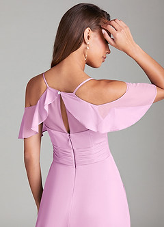 Azazie Dakota Jurken voor bruidsmeisjes Jurk van Mesh met A-Lijn Off the Shoulder Snoep Roze image2