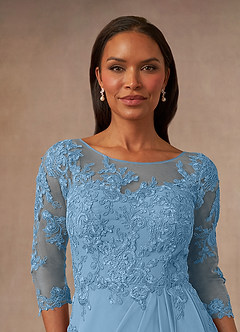 Azazie Calanthe Mother of the Bride Dresses Steel Blue A-Line Scoop Chiffon Dress image5