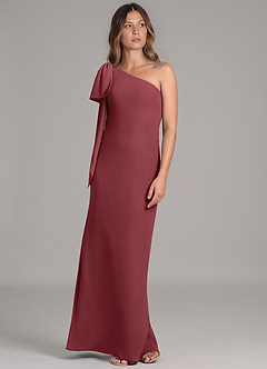 Azazie Capri Bridesmaid Dresses Merlot A-Line One Shoulder Chiffon Dress image5