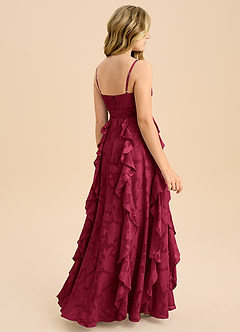 Azazie Peyton Junior Linie A Plisat Floral Burnout Lungime până la podea Domnișoară de onoare junioră Rochie image2