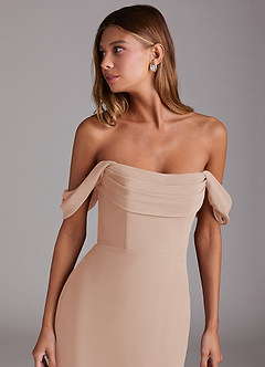 Azazie Saige Bridesmaid Dresses English Rose A-Line Off the Shoulder Chiffon Convertible Dress image5