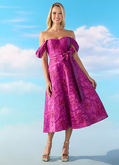 Robe Mi-Longue Fuchsia Barbie™ ❤ AZAZIE 4014 image5