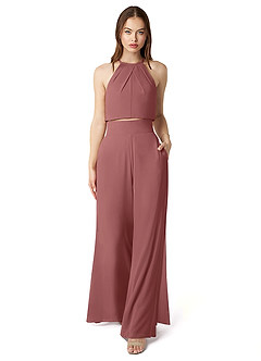 Azazie Kenzi Bridesmaid Dresses Amethyst Pleated Chiffon Jumpsuit image1