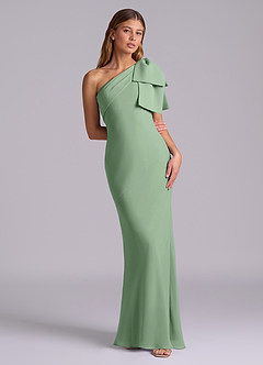 Azazie Yuanna Bridesmaid Dresses Matcha Mermaid One Shoulder Chiffon Dress image3