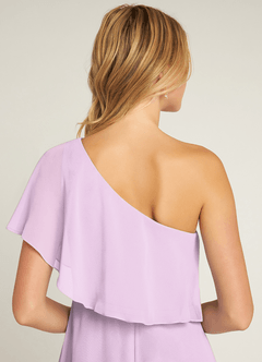 Azazie Lizzy Final Sale Frosted Lilac A-Line One Shoulder Chiffon Dress image3