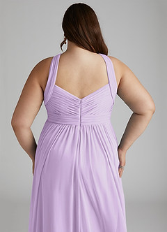 Azazie Hillian Bridesmaid Dresses Lilac A-Line Halter Pleated Mesh Dress image9