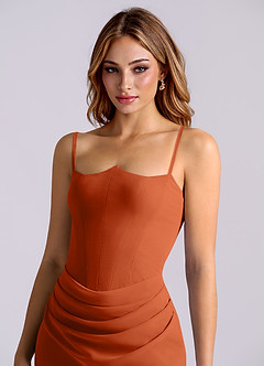 Azazie Debby Bridesmaid Dresses Burnt Orange Mermaid Strapless Chiffon Dress image6