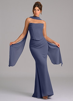 Azazie Sorrel Bridesmaid Dresses Stormy Mermaid Corset Chiffon Dress image1