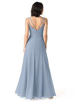 Azazie Janine Brautjungfernkleider A-Linie V-Hals Chiffon Kleid Staubblau image4
