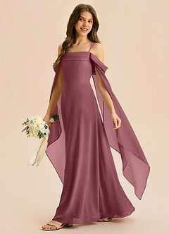 Azazie Moana Junior A-Linie Plissee Chiffon Kleid Wüstenrose image1