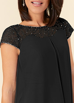 Azazie Tess Mother of the Bride Dresses Black Empire Sequins Chiffon Dress image5