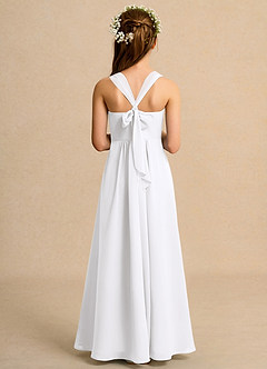 Azazie Tater Junior Formal Flower Girl Dresses White A-Line Pleated Chiffon Dress image2