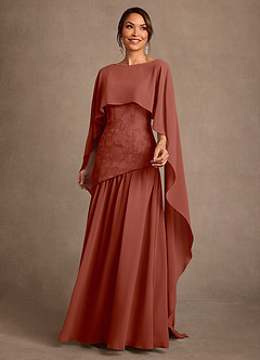 Azazie Flossie Kleider für die Brautmutter A-Linie Plissee Chiffon Kleid Rotbraun image3