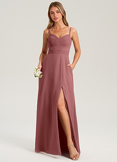 Azazie Terese Bridesmaid Dresses Amethyst A-Line Pleated Chiffon Dress image1