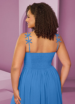 Barbie ♥ Azazie Abiti da Damigella Abito A-Line in Chiffon Plissettato Blue Jay image2