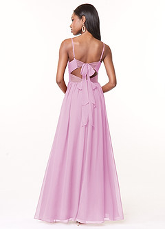 Azazie Zeya Bridesmaid Dresses Candy Pink A-Line V-Neck Pleated Chiffon Dress image3