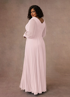 Azazie Zina Mother of the Bride Dresses Blushing Pink A-Line Pleated Chiffon Dress image10