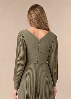 Azazie Zina Kleider für die Brautmutter A-Linie Plissee Chiffon Kleid Weidengrün image6