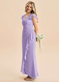 Azazie Julie Junior Meerjungfrau-Linie Gestreift Chiffon Kleid Flieder image3