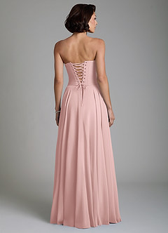 Azazie Ira Robes de demoiselle d'honneur Robe Trapèze en Mousseline de soie Corset Rose Poudré image2