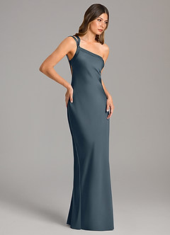 Azazie Monroe Bridesmaid Dresses Twilight Mermaid One Shoulder Stretch Satin Dress image5