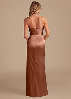 Azazie Jemma Bridesmaid Dresses Bronzer Sheath Pleated Metallic Satin Dress image7