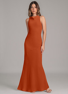 Azazie Allettie Brautjungfernkleider Meerjungfrau-Linie Chiffon Kleid Gebranntes Orange image4