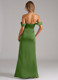 Azazie Johana Bridesmaid Dresses Basil Mermaid Off the Shoulder Stretch Satin Convertible Dress image4