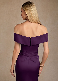 Azazie Laredo Mother of the Bride Dresses Grape Mermaid Off the Shoulder Stretch Satin Dress image7