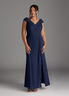 Azazie Calathea Mother of the Bride Dresses Dark Navy A-Line Lace Dress image8