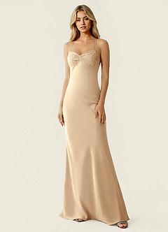 Valerianaire Champagne Beading Satin Prom Dress image4