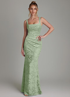 Azazie Agustina Bridesmaid Dresses Dusty Sage Mermaid Corset Floral Burnout Dress image3