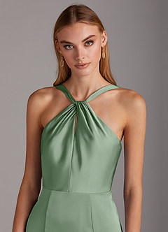 Azazie Elana Brautjungfernkleider Etui Seitliche Cut-Outs Stretch-Satin Kleid Matcha image6