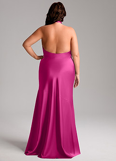 Azazie Lorena Bridesmaid Dresses Fuchsia Mermaid Pleated Stretch Satin Dress image8