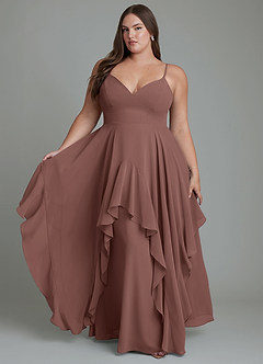 Azazie Zaina Bridesmaid Dresses Espresso A-Line Chiffon Dress image7