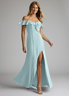 Azazie Sophie Bridesmaid Dresses Mist A-Line Off the Shoulder Chiffon Convertible Dress image4