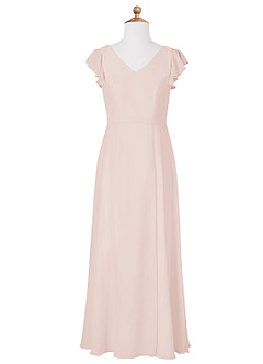 Azazie Claudine Junior Rose Petal A-Line Pleated Chiffon Dress image5