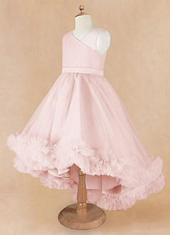 Azazie Lottie Final Sale Agave A-Line One Shoulder Satin Dress image7