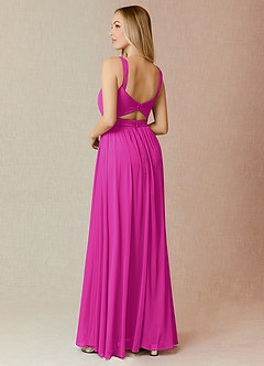 Azazie Reniya Bridesmaid Dresses Fuchsia A-Line Pleated Mesh Convertible Dress image2