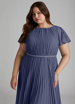 Azazie Kara vestidos de dama de honor modestos Vestido de Corte En A Plisado Hasta el suelo Gasa image15