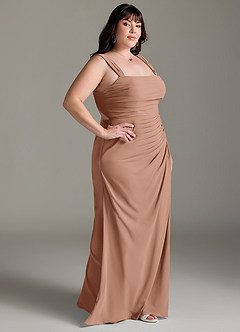 Azazie Jesaphine Bridesmaid Dresses Champagne Rose Sheath Bow Chiffon Dress image10