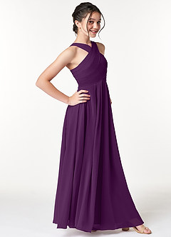 Azazie Kaleigh Junior Grape A-Line Pleated Chiffon Dress image3
