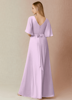 Azazie Cierra Bridesmaid Dresses Frosted Lilac A-Line V-Neck Chiffon Dress image2