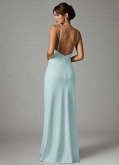 Azazie Stefania 신부 들러리 드레스 A라인 스트레치 새틴 바닥 길이 드레스 image2