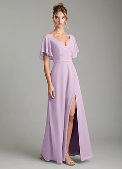 Azazie Ambrosia Bridesmaid Dresses Frosted Lilac A-Line Pleated Chiffon Dress image5