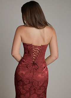 Azazie Electra Vestidos de damas de honor Vestido de Jacquard Color óxido de Jacquard Floral de Corte Sirena con Corsé image8