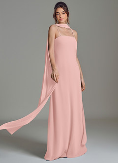 Azazie Ilana Robes de demoiselle d'honneur Robe Trapèze en Mousseline de soie Bustier Rose Poudré image7