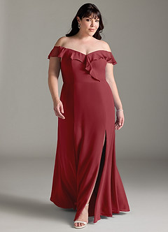 Azazie Sophie Bridesmaid Dresses Pomegranate A-Line Off the Shoulder Chiffon Convertible Dress image6