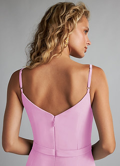 Azazie Summer Jurken voor bruidsmeisjes Jurk van Chiffon met Zeemeermin Schop cowl Snoep Roze image6